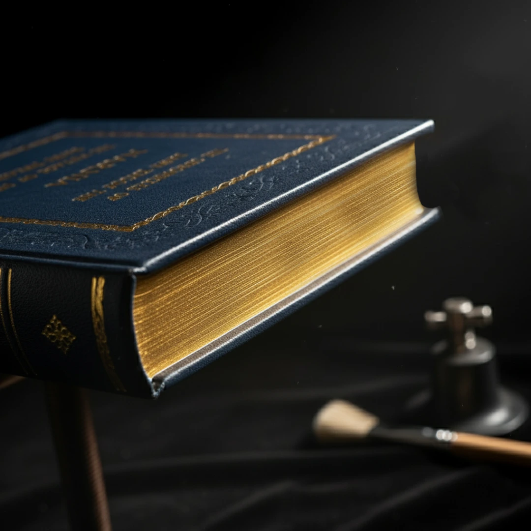 Close-up of golden gilded paper edges—perfect for those who want their books to shine with class.
